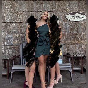 Green satin formal dress